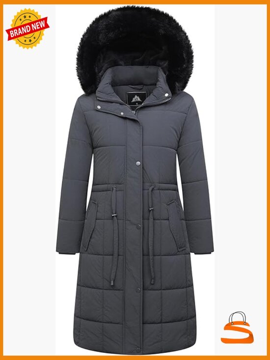 Jackets & Blazers - Long Waterproof Parka with Detachable Faux Fur Hood - Warm Winter Snow Puffer